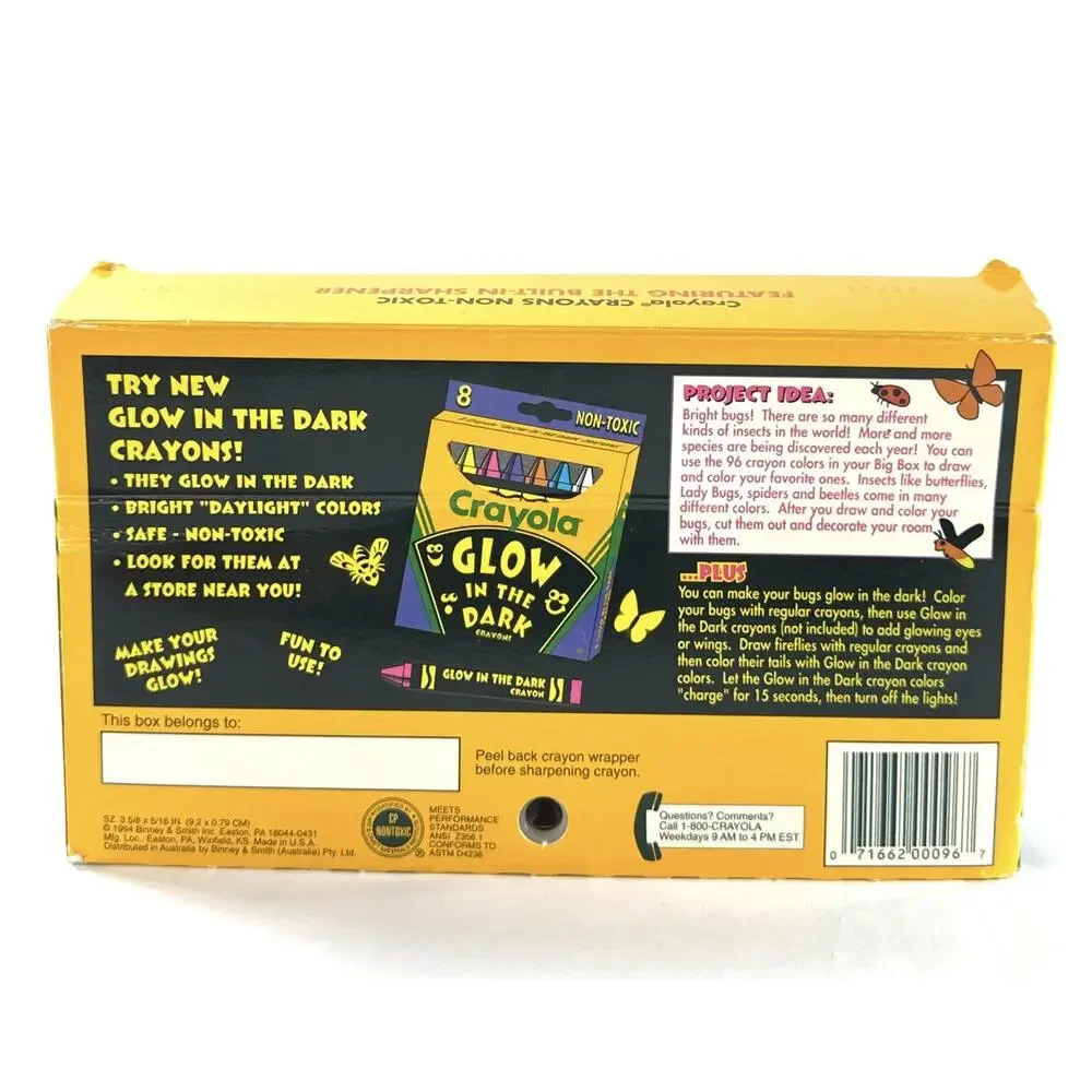 Vintage 1994 Crayola Big Box of 96 Crayon Non Toxic School Art Supplies USA